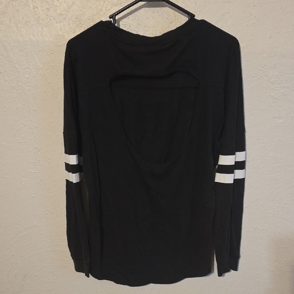 Victoria's Secret Black Long Sleeve Tee with Colorful Print - Picture 2 of 4